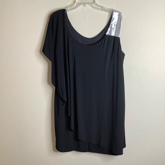 Collection Dressbarn One Shoulder Black Dress 14 - Picture 2 of 5